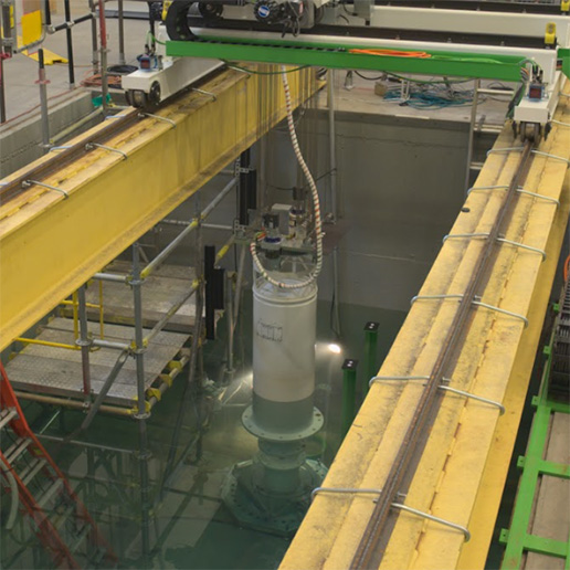 Scale model of refueling crane for nuclear small modular reactor