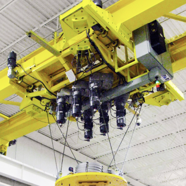 TensileTruss system showing the platform, wire ropes, and hoists.